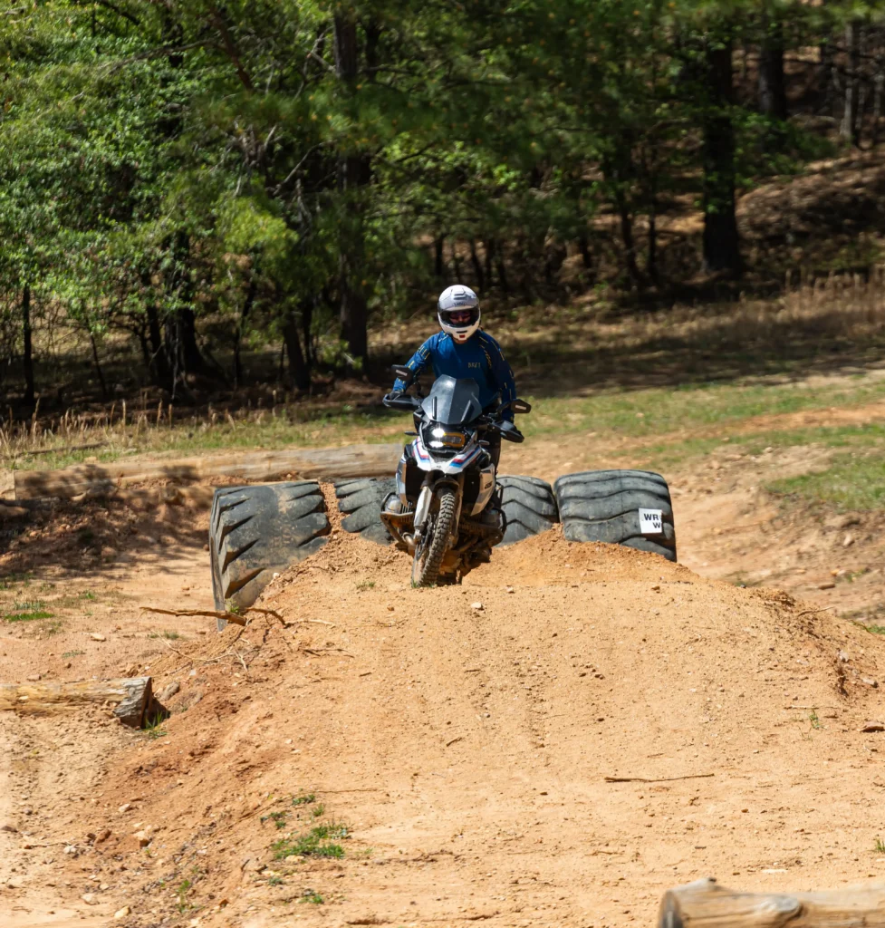 Bret Tkacs riding an obstacle course at his ADV Challenge Training in Georgia.