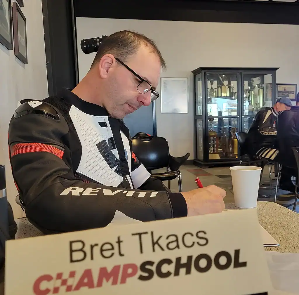 Bret Tkacs taking the two day course at the Yamaha Champ School in Bakersfield, CA.